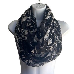 Target Black Gray Floral Sheer Lightweight Infinity‎ Scarf